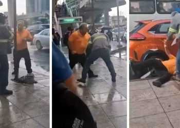 hombres metro pelea